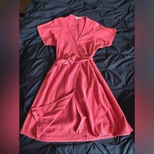 Loup NYC Raspberry Pinn Jetta Wrap Dress Women's Size Medium Cotton USA